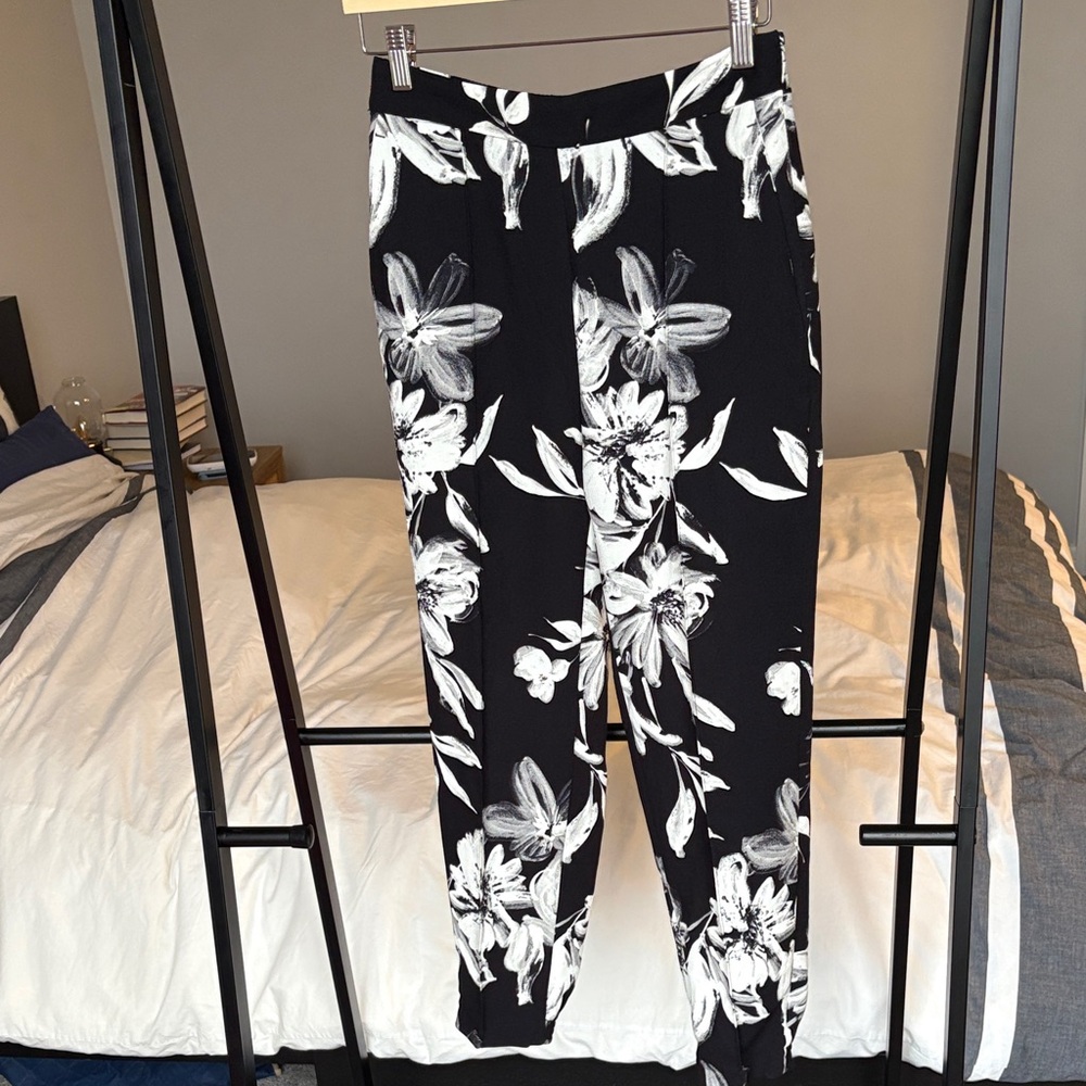 Black and White Floral Pants